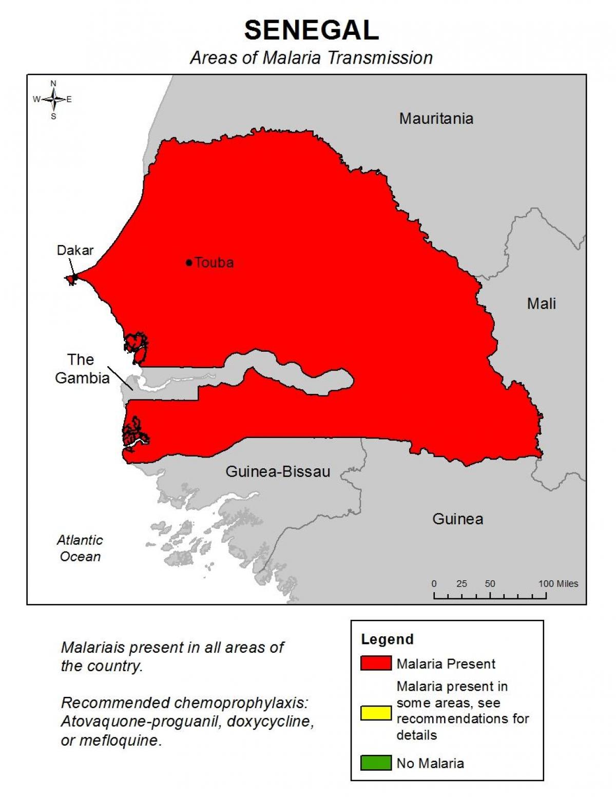 რუკა სენეგალის მალარიის