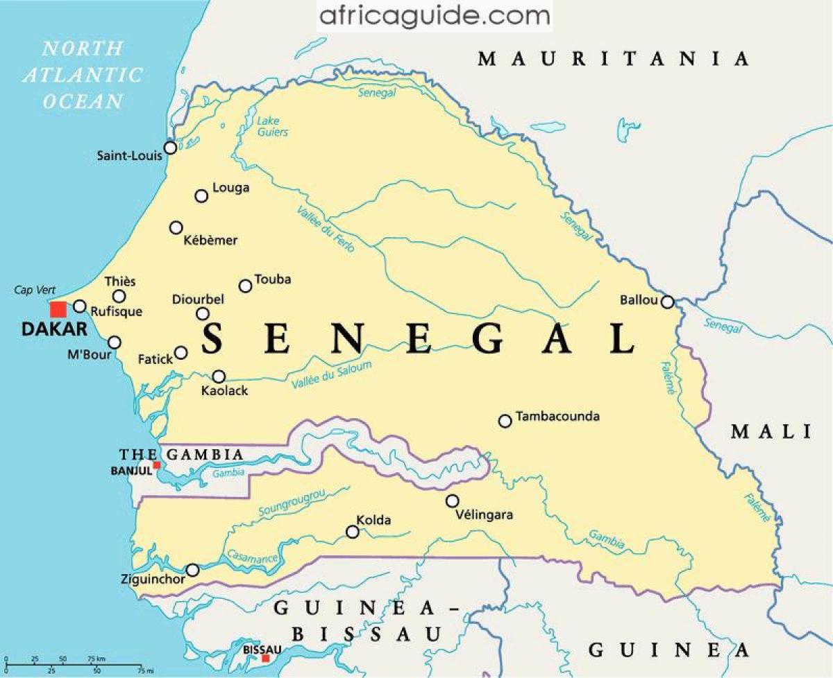 სენეგალის მდინარე აფრიკის რუკა