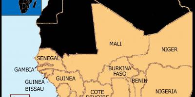 რუკა სენეგალის რუკა დასავლეთ აფრიკაში